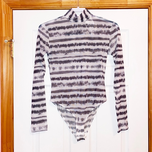 Dolls Kill Kiki Riki Mesh Tie Dye Turtleneck Bodysuit - Picture 2 of 11